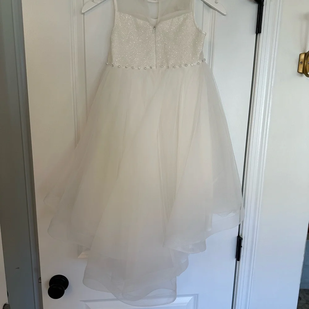 Girls Formal‎ White High-Low Tulle Dress